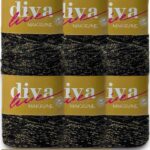 Diva Makrome İpi Simli 270A Siyah-Altın ( 6 lı Paket )