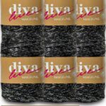 Diva Makrome İpi Simli 270G Siyah-Gümüş ( 6 lı Paket )
