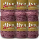 Diva Makrome İpi Simli 90S Kuru Gül ( 6 lı Paket )