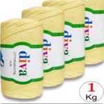 Diva Cotton Makrome İnce 1002 Soft Sarı ( 4 lü Paket )