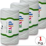 Diva Cotton Makrome İnce 2101 Beyaz ( 4 lü Paket )