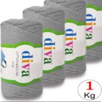 Diva Cotton Makrome İnce 2107 Açık Gri ( 4 lü Paket )