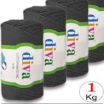 Diva Cotton Makrome İnce 2108 Antrasit ( 4 lü Paket )