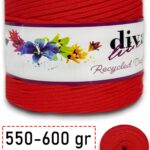 550-600 Gram Lüks Penye Kumaş İplik - T Shirt Yarn - Fabric 2126 Kırmızı (6 lı Paket)