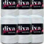 Diva Makrome İpi Kalın (No:4) 01 Beyaz ( 6 lı Paket )