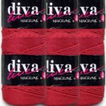 Diva Makrome İpi Kalın (No:4) 100 Kırmızı ( 6 lı Paket )