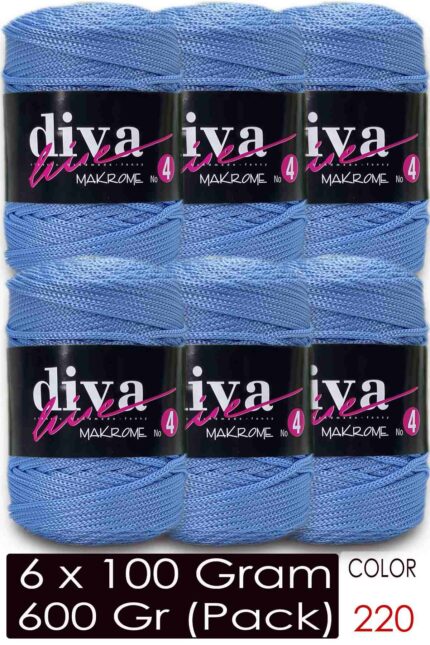 Diva Makrome İpi Kalın (No:4) 220 Bebe Mavi ( 6 lı Paket )