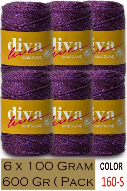 Diva Makrome İpi Simli 160S Mürdüm ( 6 lı Paket )