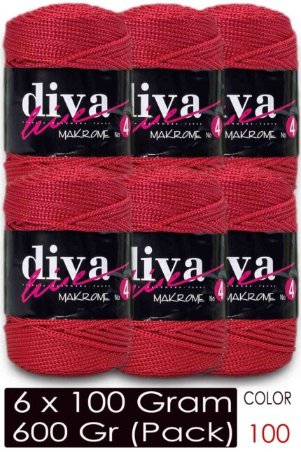 Diva Makrome İpi Kalın (No:4) 100 Kırmızı ( 6 lı Paket )