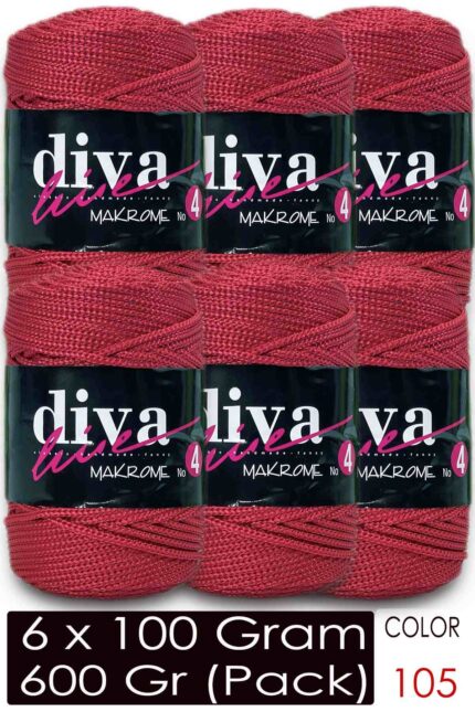 Diva Makrome İpi Kalın (No:4) 105 Kırmızı ( 6 lı Paket )