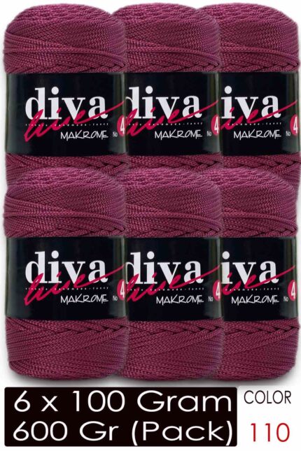Diva Makrome İpi Kalın (No:4) 110 Bordo ( 6 lı Paket )