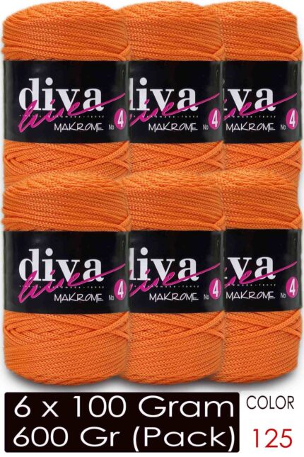 Diva Makrome İpi Kalın (No:4) 125 Açık Portakal ( 6 lı Paket )