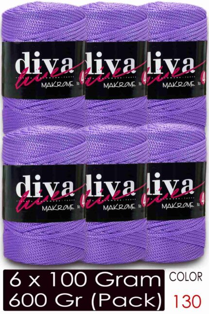 Diva Makrome İpi Kalın (No:4) 130 Lila ( 6 lı Paket )
