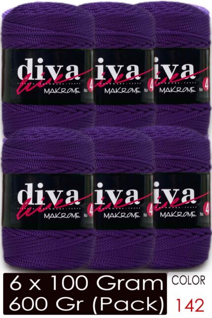 Diva Makrome İpi Kalın (No:4) 142 Mor ( 6 lı Paket )