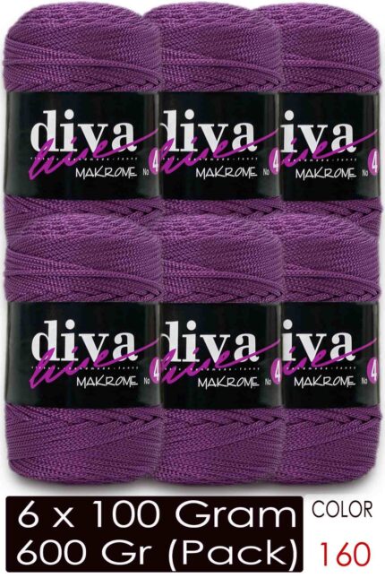 Diva Makrome İpi Kalın (No:4) 160 Mürdüm ( 6 lı Paket )