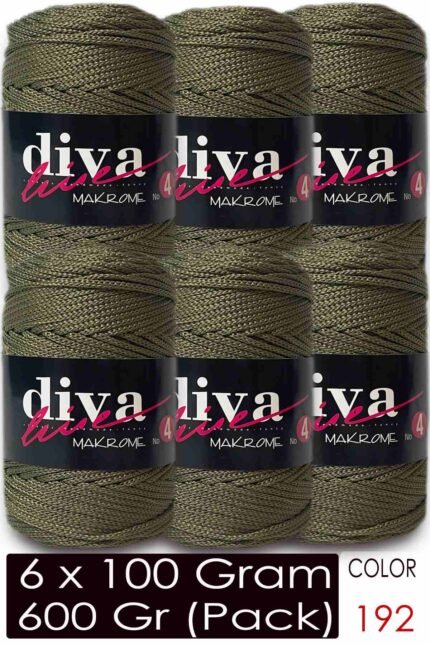 Diva Makrome İpi Kalın (No:4) 192 Asker Yeşili ( 6 lı Paket )