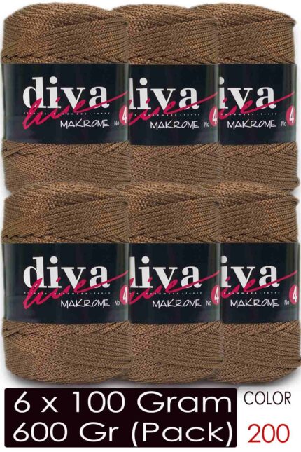 Diva Makrome İpi Kalın (No:4) 200 Kahve ( 6 lı Paket )
