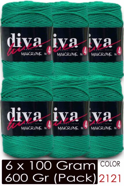 Diva Makrome İpi Kalın (No:4) 2121 Çam Yeşili ( 6 lı Paket )