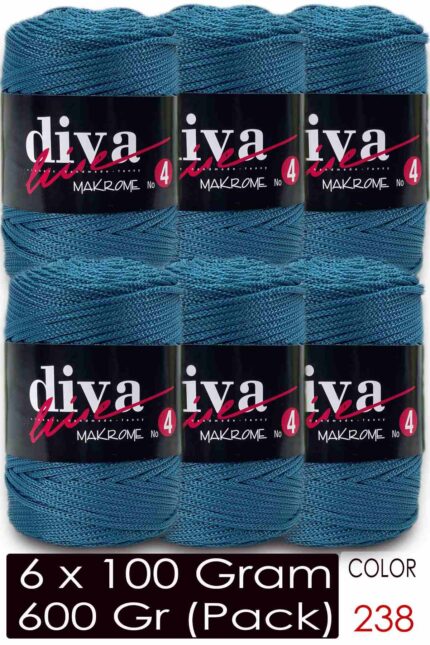Diva Makrome İpi Kalın (No:4) 238 P. Mavi ( 6 lı Paket )