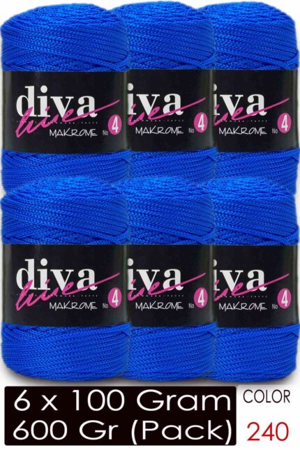 Diva Makrome İpi Kalın (No:4) 240 Parliament Mavi ( 6 lı Paket )
