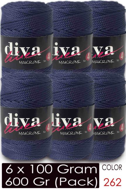Diva Makrome İpi Kalın (No:4) 262 Lacivert ( 6 lı Paket )
