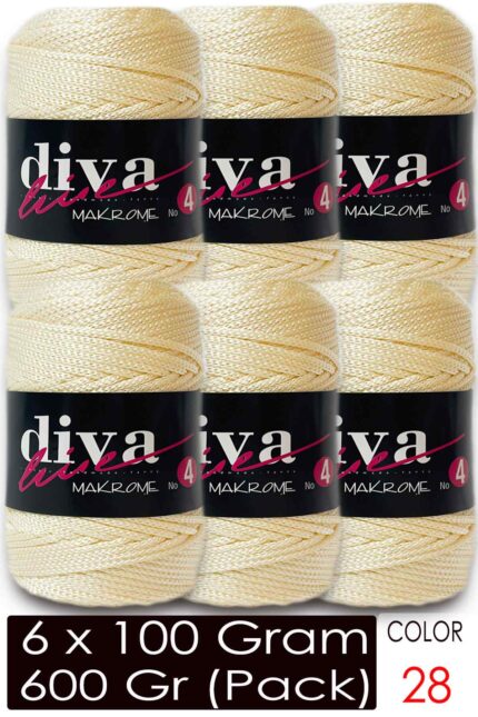 Diva Makrome İpi Kalın (No:4) 28 Koyu Krem ( 6 lı Paket )