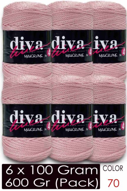 Diva Makrome İpi Kalın (No:4) 070 Somon ( 6 lı Paket )
