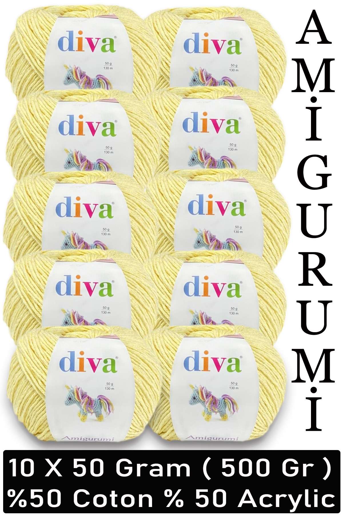 Divagurumi 1002 Açık Sarı ( 10 lu Paket ) - Görsel 1