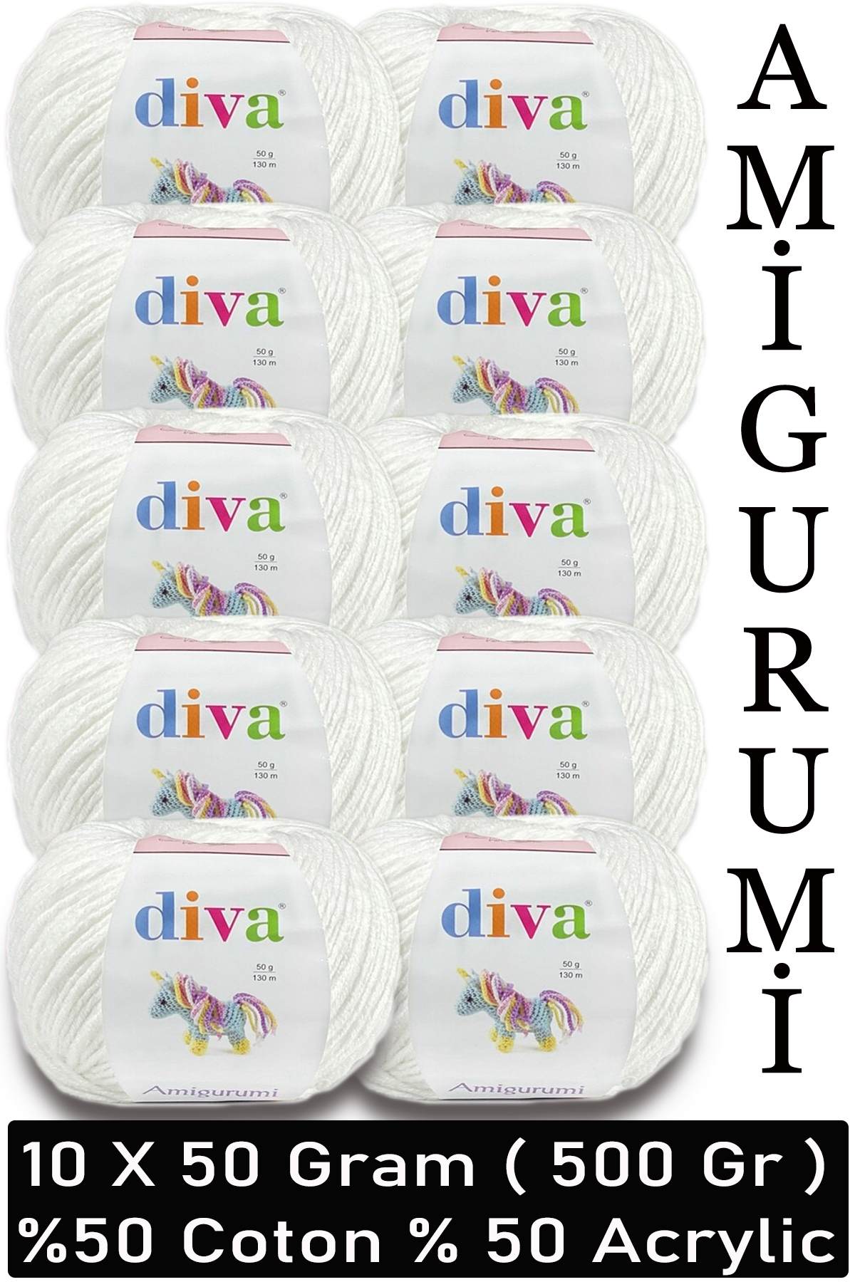 Divagurumi 2101 Beyaz ( 10 lu Paket ) - Görsel 1