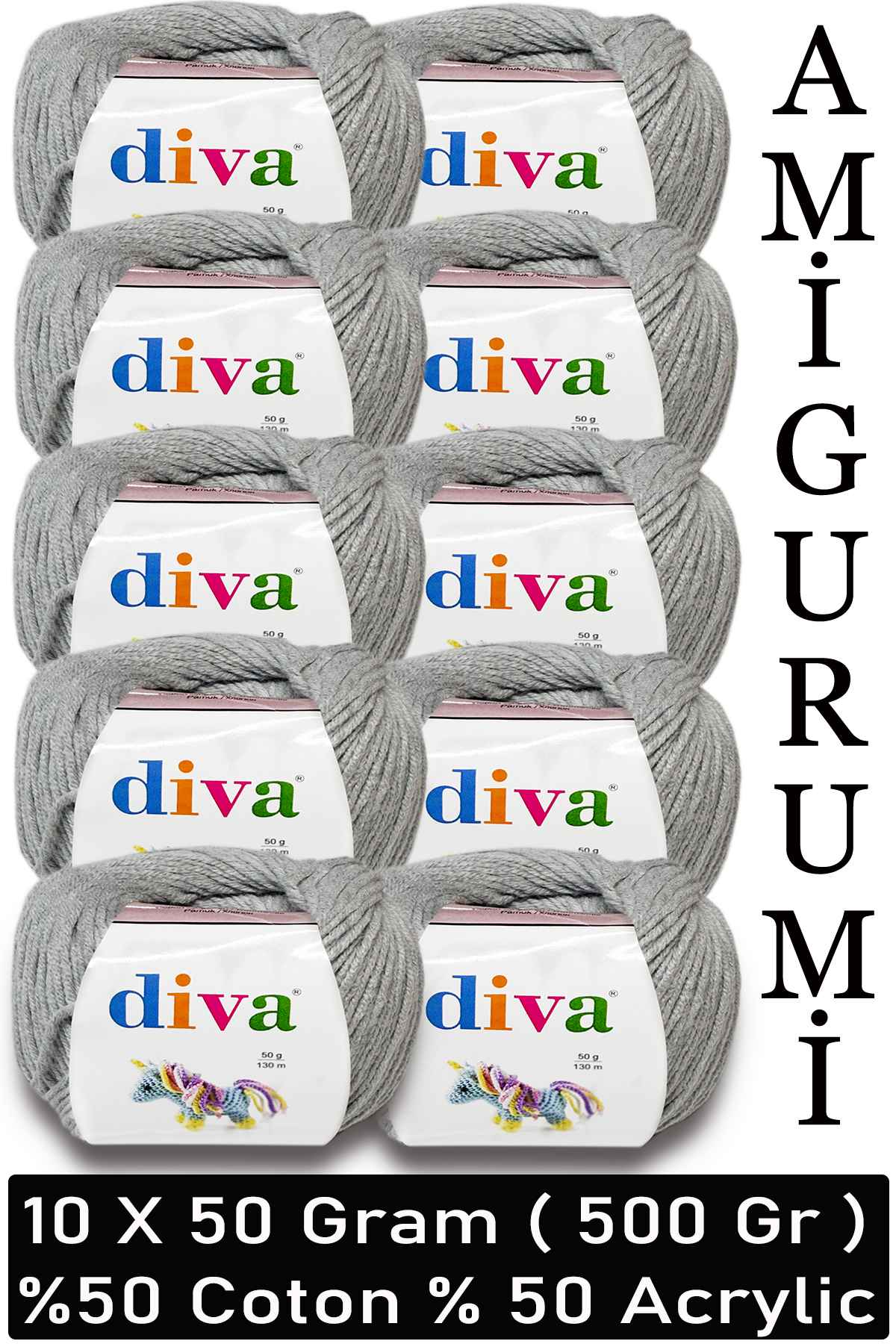 Divagurumi 2107 Açık Gri ( 10 lu Paket ) - Görsel 1