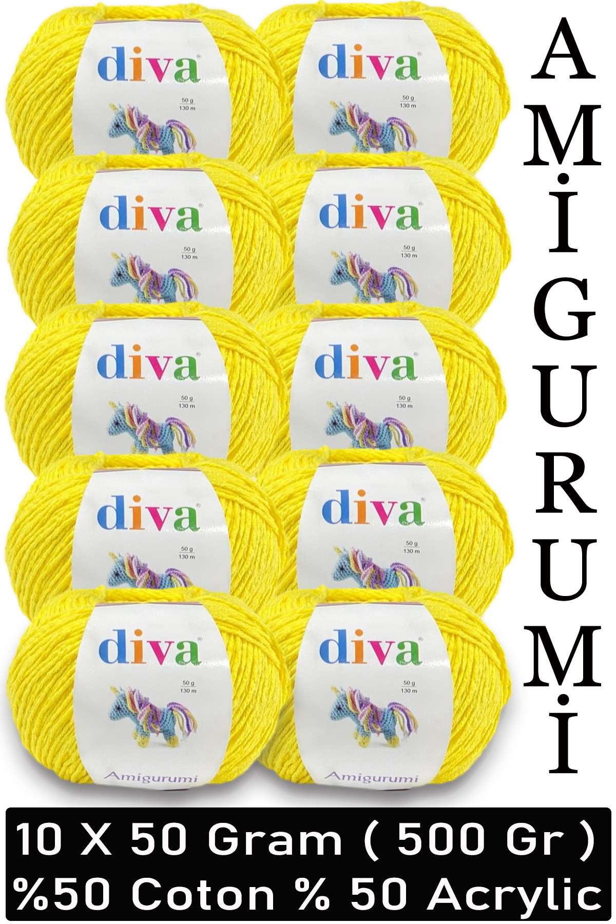 Divagurumi 215 Sarı ( 10 lu Paket ) - Görsel 1