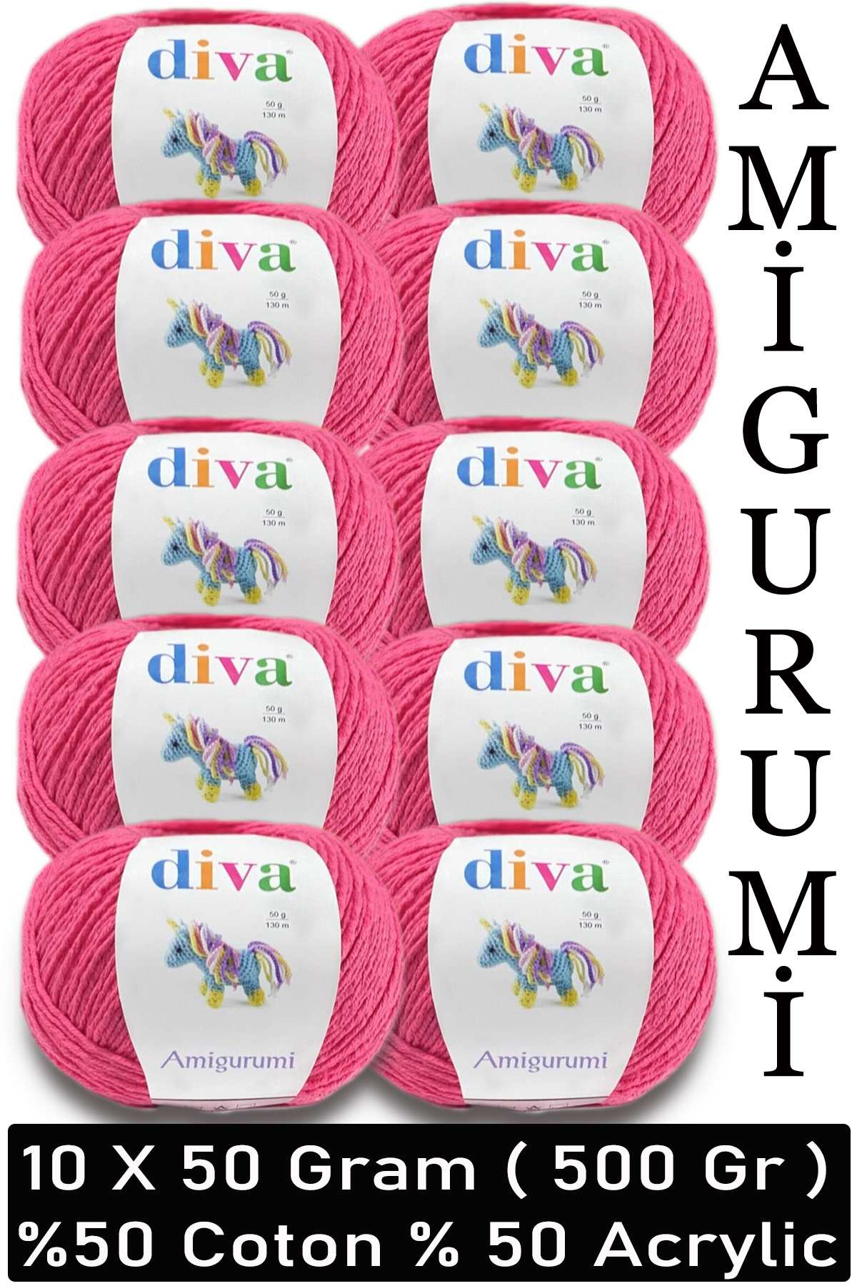 Divagurumi 2244 Fuşya ( 10 lu Paket ) - Görsel 1