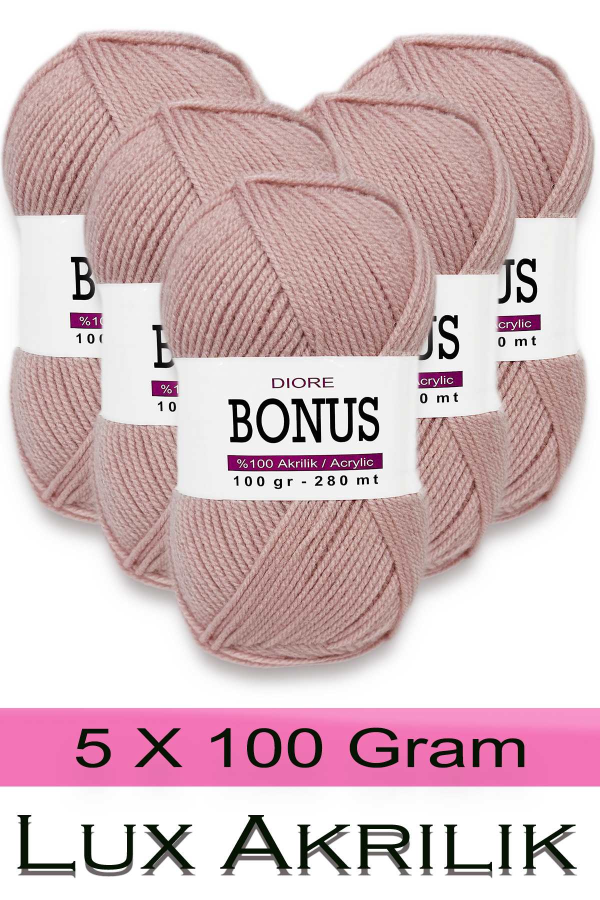 Bonus 5 x 100 Gr Klasik Lüx Akrilik İplik 819 - Görsel 1
