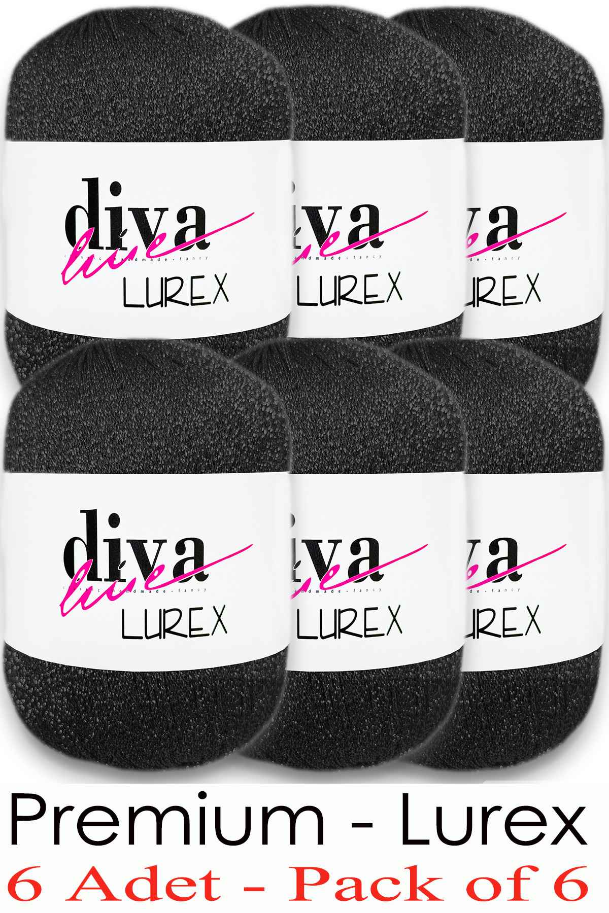Diva Lurex 10 Siyah ( 6 lı Paket ) - Görsel 1
