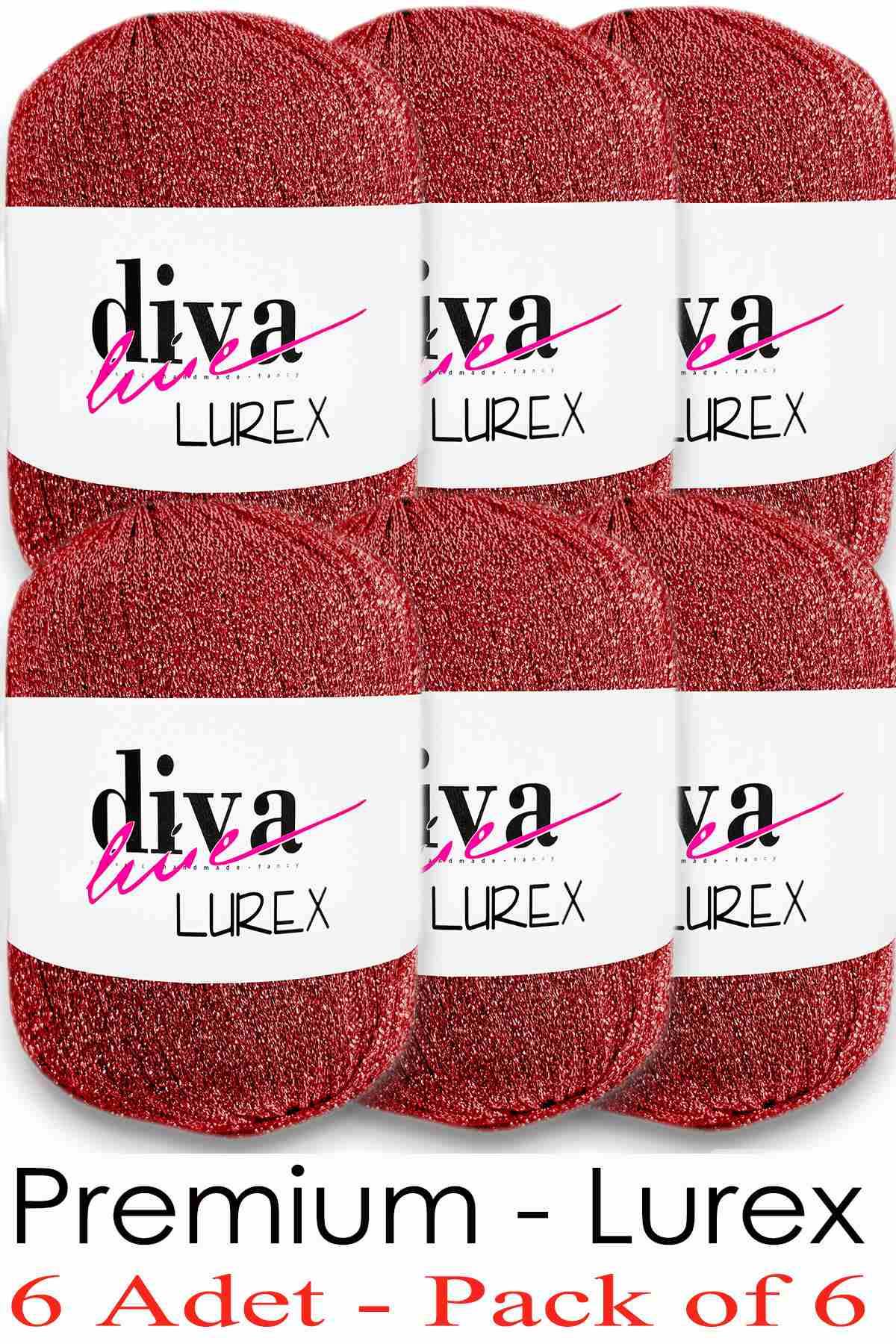 Diva Lurex 22 Açık Kırmızı ( 6 lı Paket ) - Görsel 1
