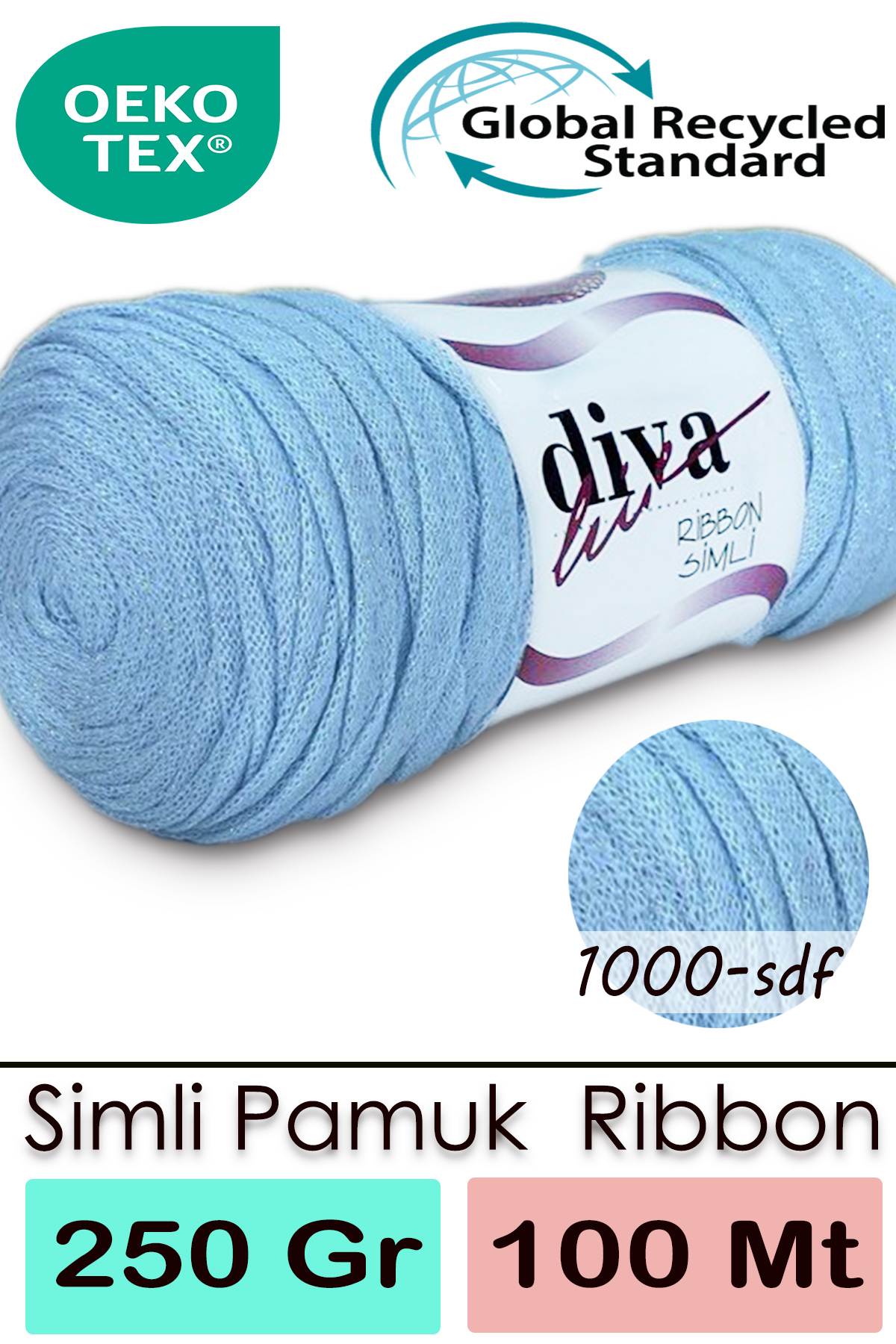 Diva Ribbon Simli 1000SDF Soft Mavi ( 4 lü Paket ) - Görsel 1