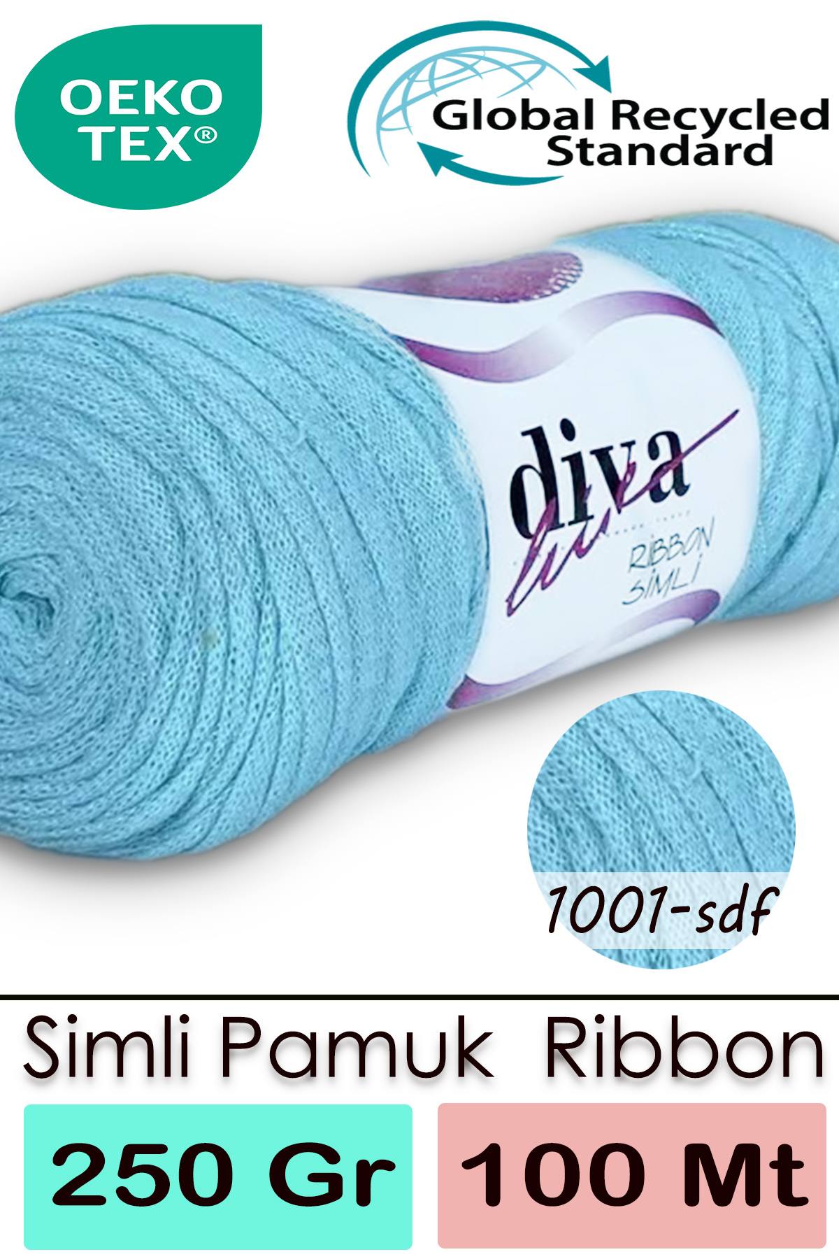 Diva Ribbon Simli 1001SDF Soft Mint ( 4 lü Paket ) - Görsel 1