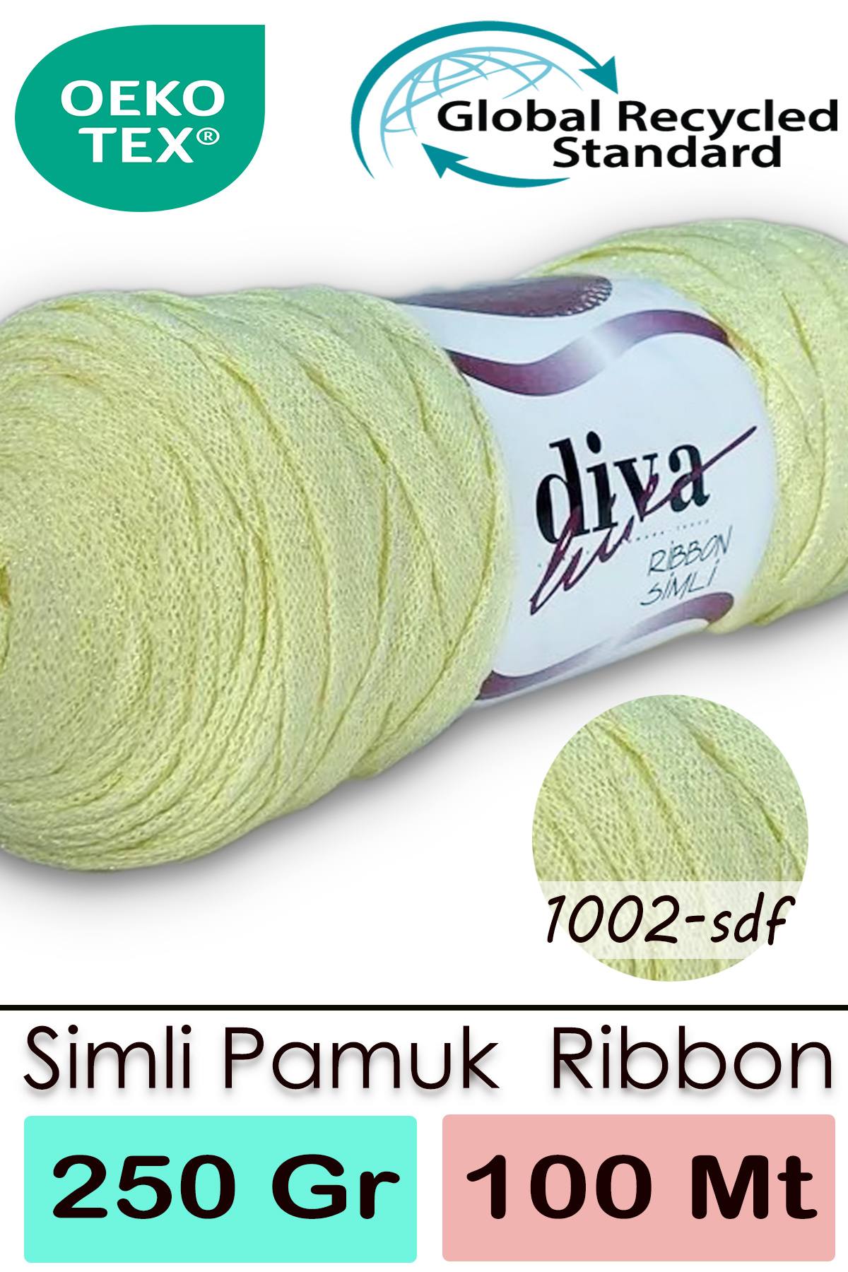 Diva Ribbon Simli 1002SDF Soft Sarı ( 4 lü Paket ) - Görsel 1