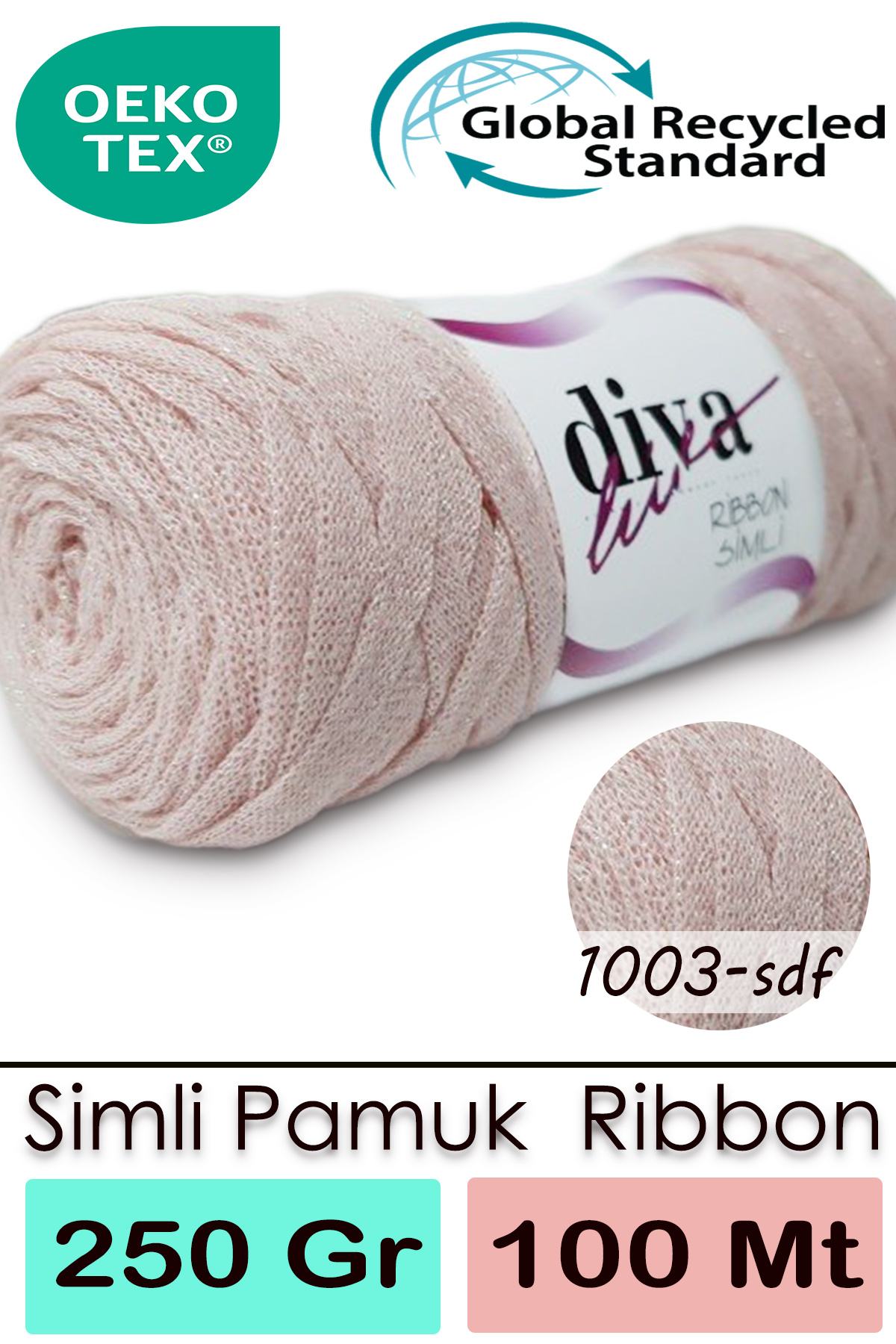 Diva Ribbon Simli 1003SDF Soft Pudra ( 4 lü Paket ) - Görsel 1