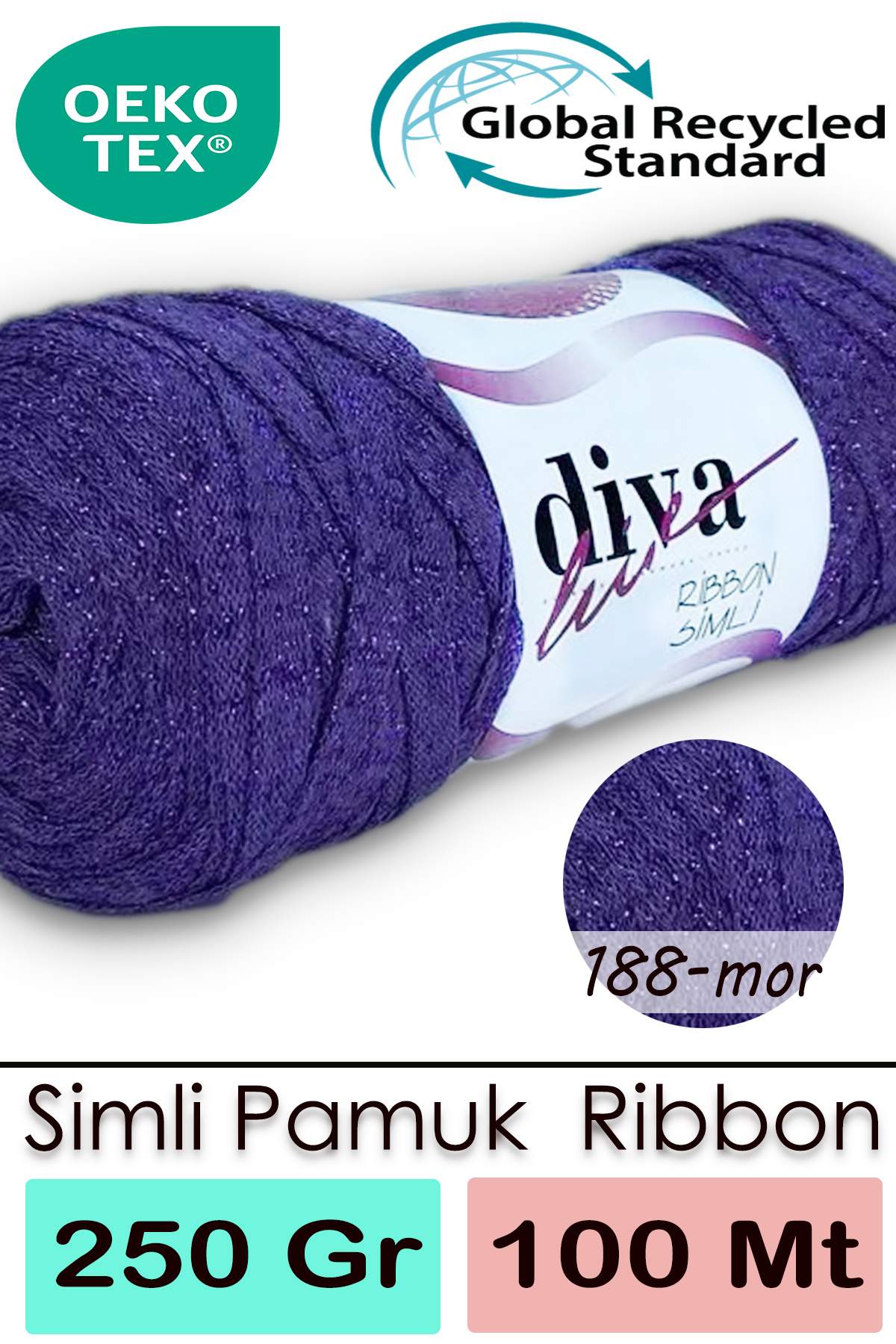 Diva Ribbon Simli 188MOR ( 4 lü Paket ) - Görsel 1