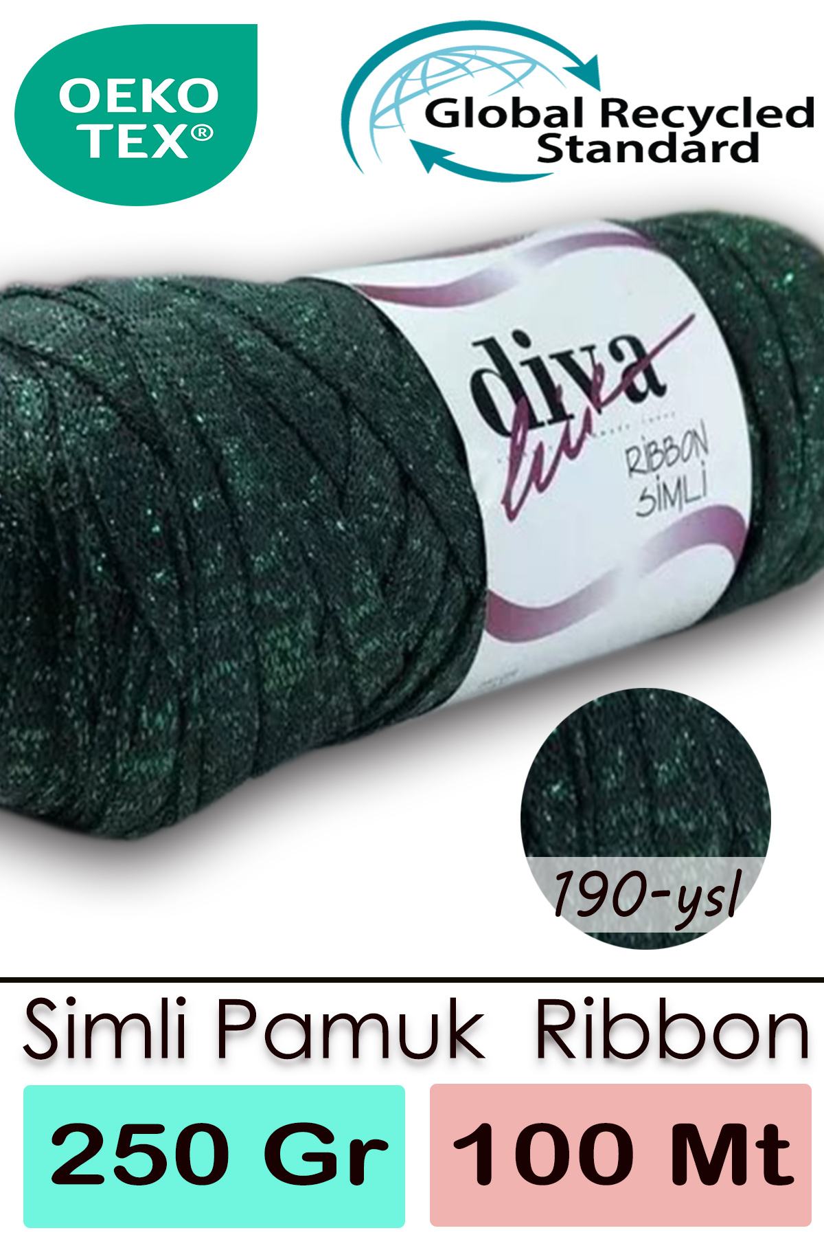 Diva Ribbon Simli 190YSL Yeşil ( 4 lü Paket ) - Görsel 1