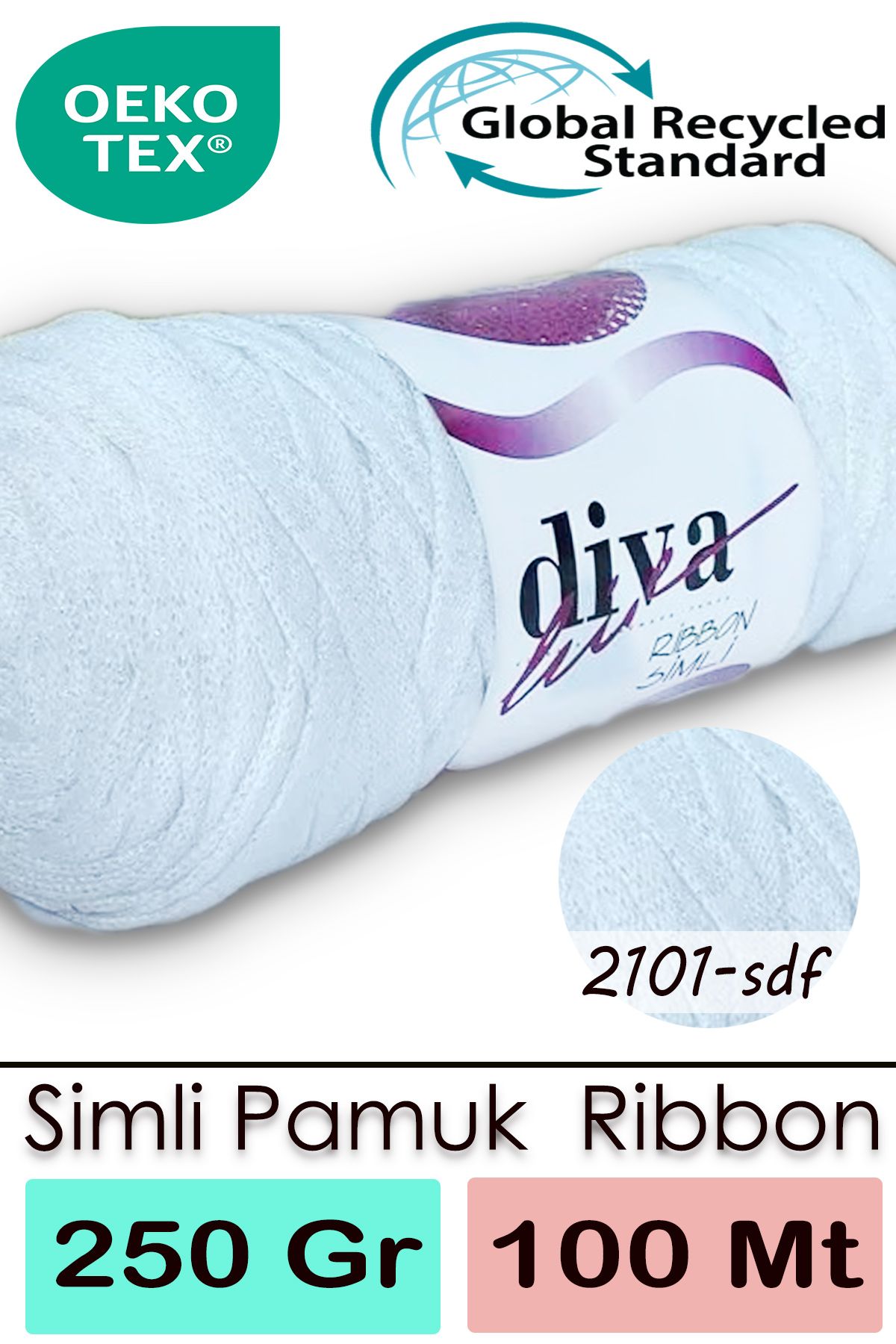 Diva Ribbon Simli 2101SDF Beyaz ( 4 lü Paket ) - Görsel 1