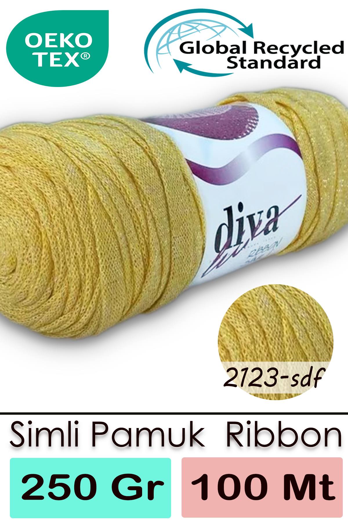 Diva Ribbon Simli 2123SDF Sarı ( 4 lü Paket ) - Görsel 1