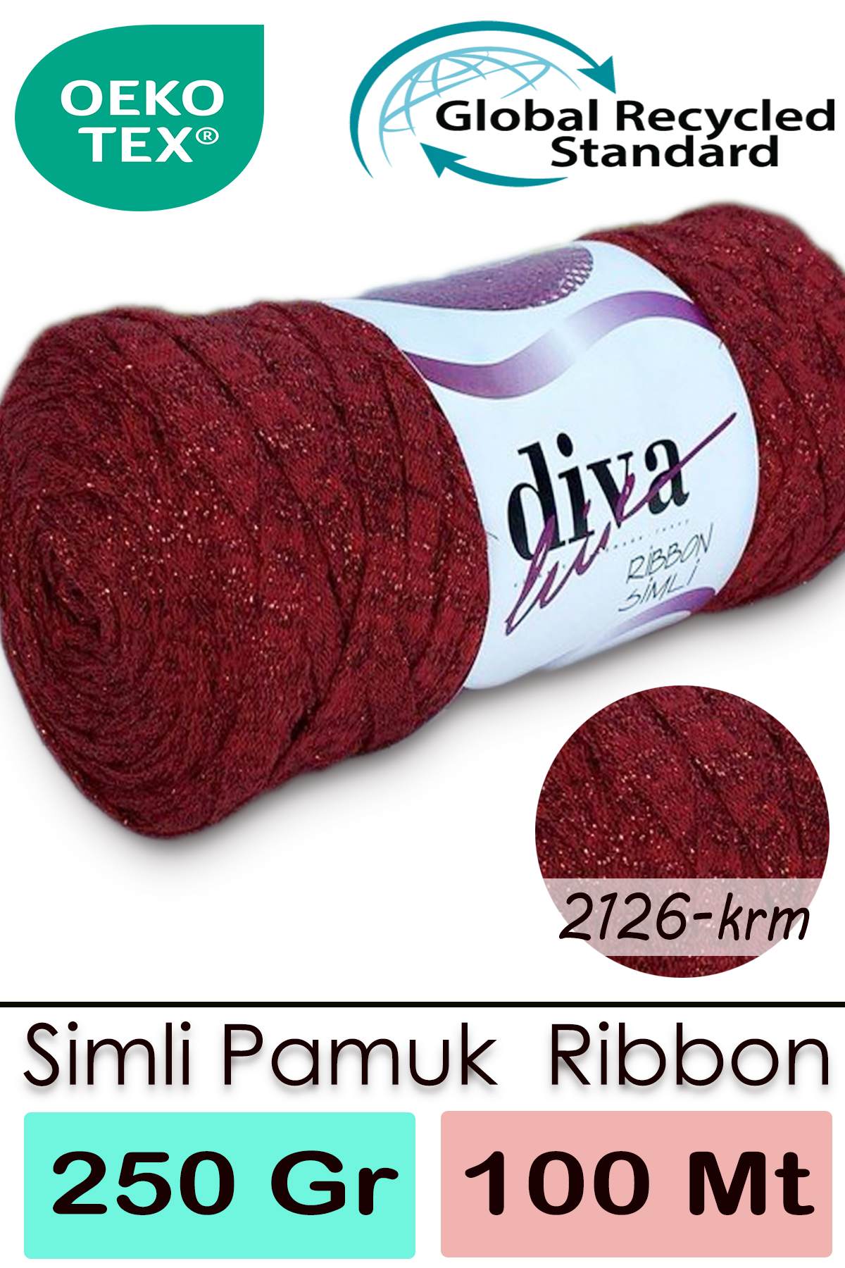 Diva Ribbon Simli 2126KRM Kırmızı ( 4 lü Paket ) - Görsel 1