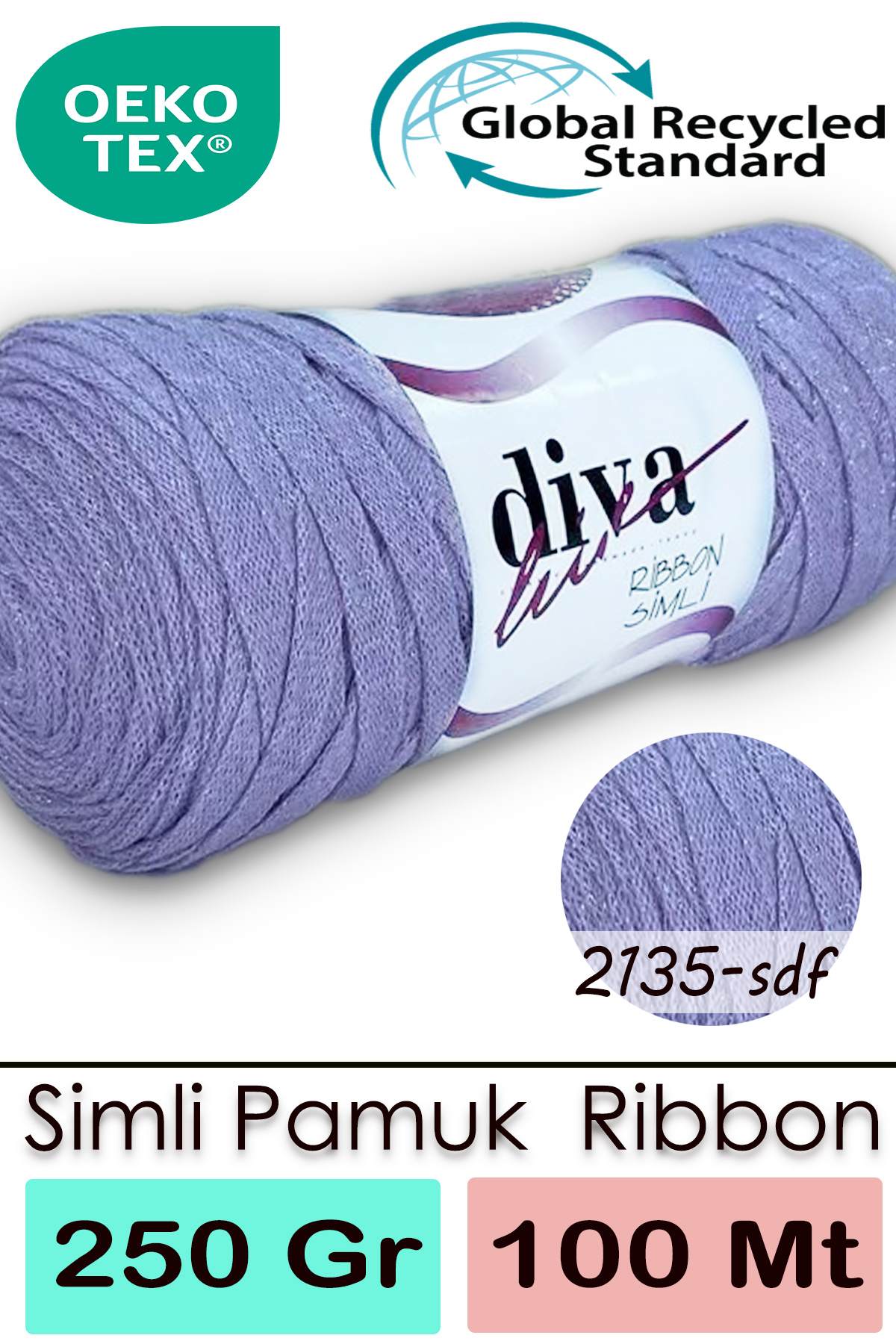 Diva Ribbon Simli 2135SDF Lila ( 4 lü Paket ) - Görsel 1