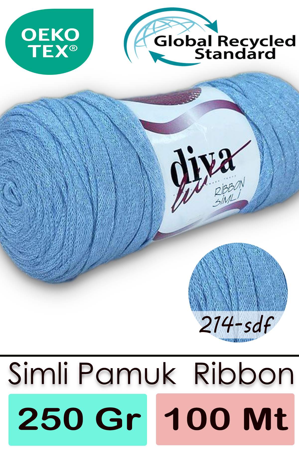 Diva Ribbon Simli 214SDF Bebek Mavisi ( 4 lü Paket ) - Görsel 1