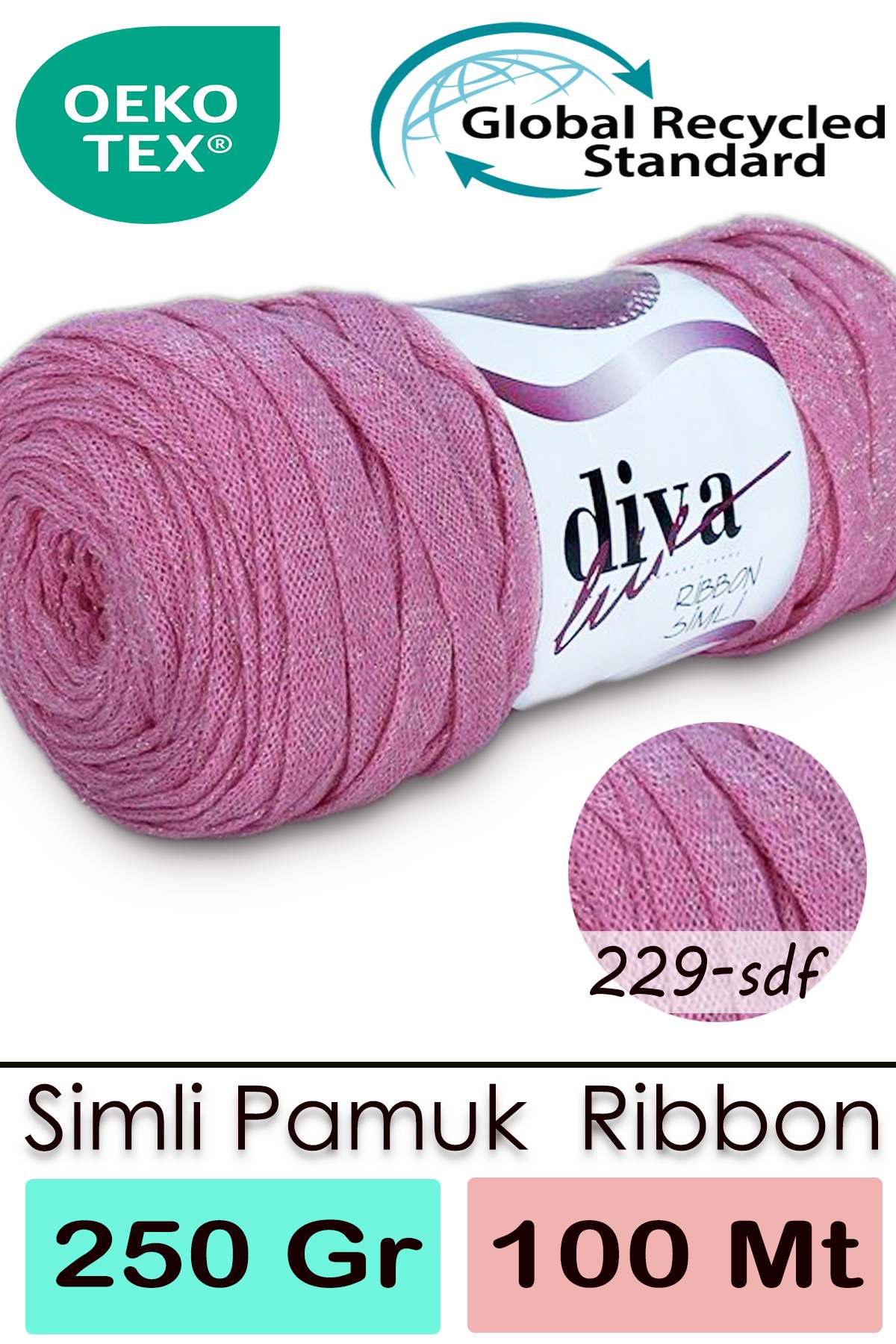Diva Ribbon Simli 229SDF Pembe ( 4 lü Paket ) - Görsel 1