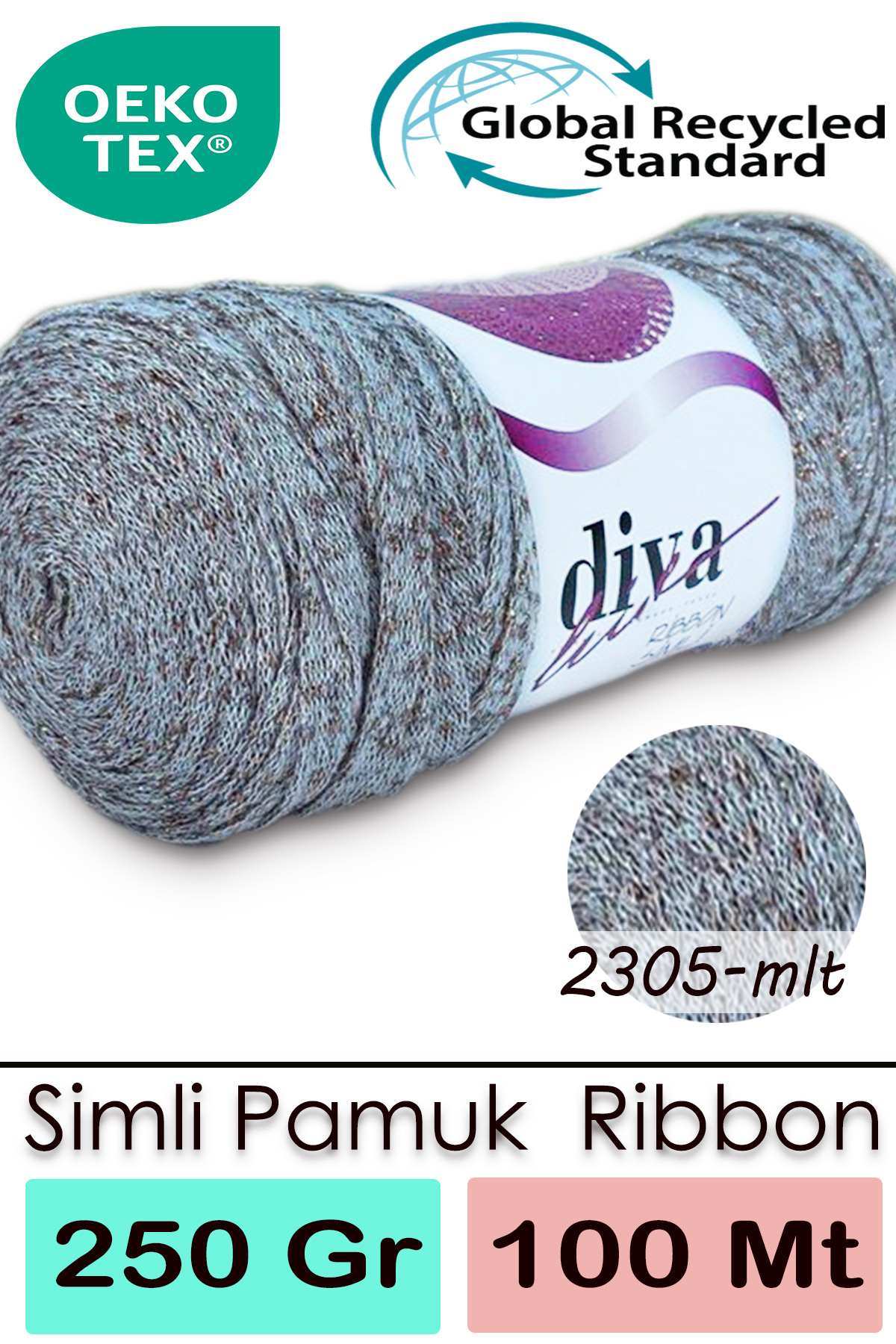 Diva Ribbon Simli 2305MLT Bej-Karma ( 4 lü Paket ) - Görsel 1