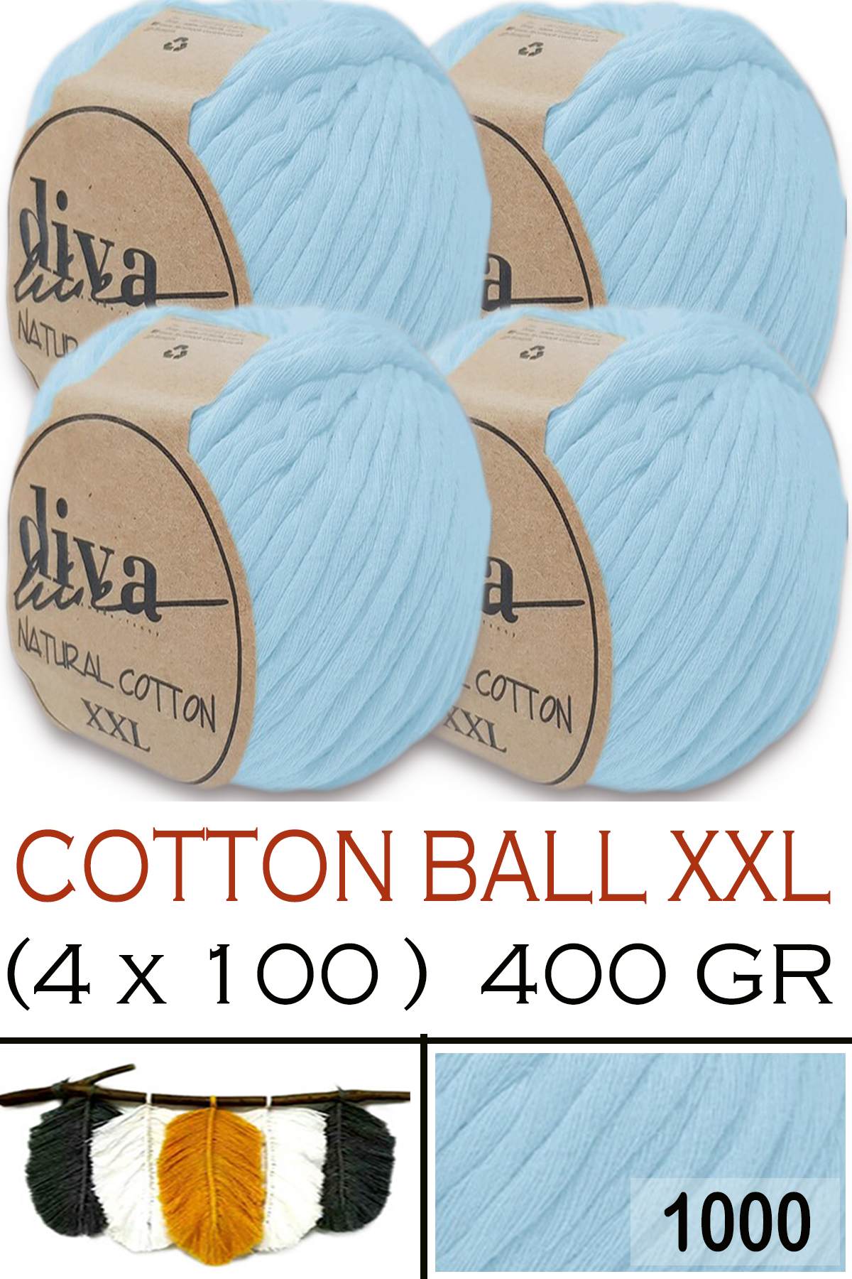 Diva Natural Cotton XXL 1000 Soft Mavi (4 lü Paket) - Görsel 1