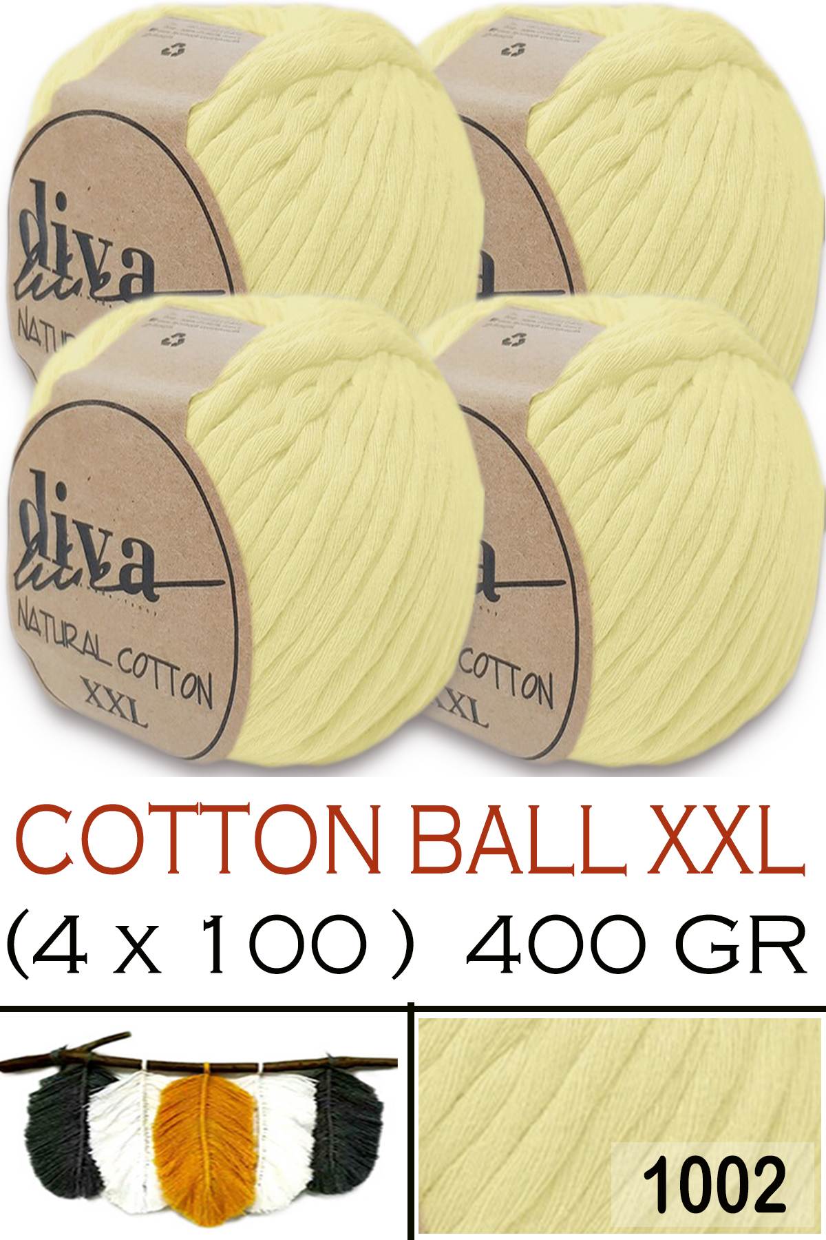Diva Natural Cotton XXL 1002 Soft Sarı (4 lü Paket) - Görsel 1